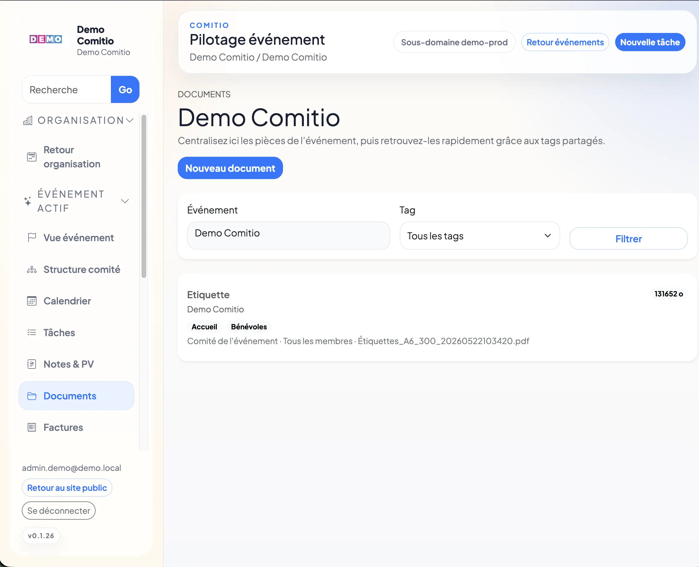 Module documents et classement par tags dans Comitio